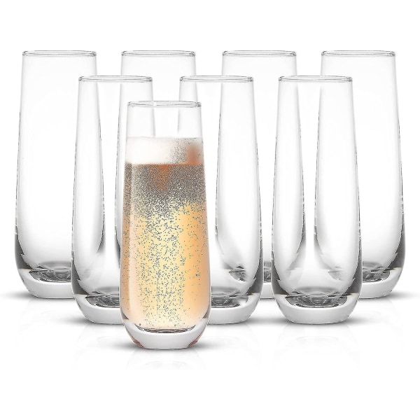 Milo Stemless Champagne Flutes Set 8 kristallilasia. 9.4oz samppanjalasit. Prosecco Wine Flute, Mimosa- set, Set, Vesi G