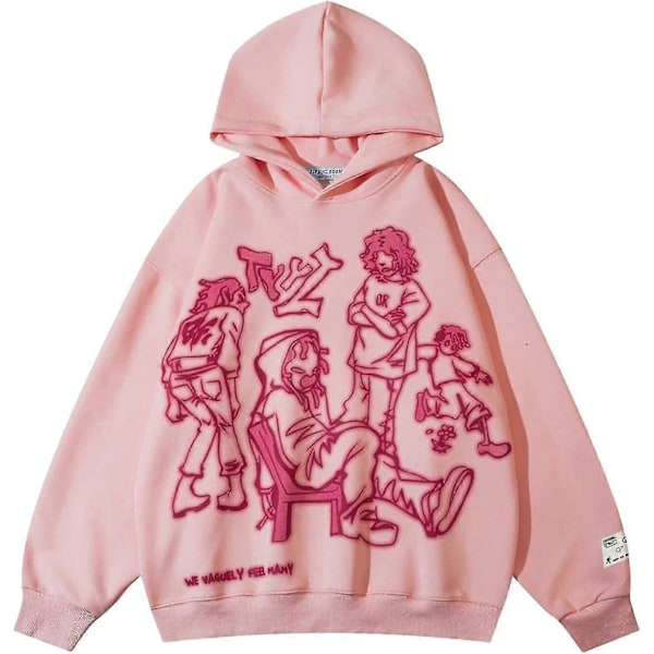 Aelfric Eden Miesten Graafiset Hupparit Vintage Painettu Huppari Pusero Rento Ylisuurinen Katutyyli Hiphop L pink