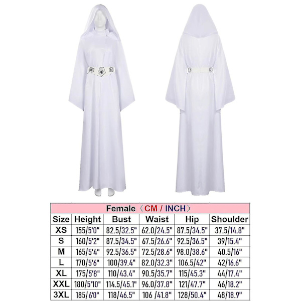 Carnival 2024 Lasten ja Aikuisten Avaruus Taistelu Prinsessa Puku naamiaiskutsuvaatteet Valkoinen Kaapu Roolipeli Leia Cosplay Puku Aikuinen Adult XXL