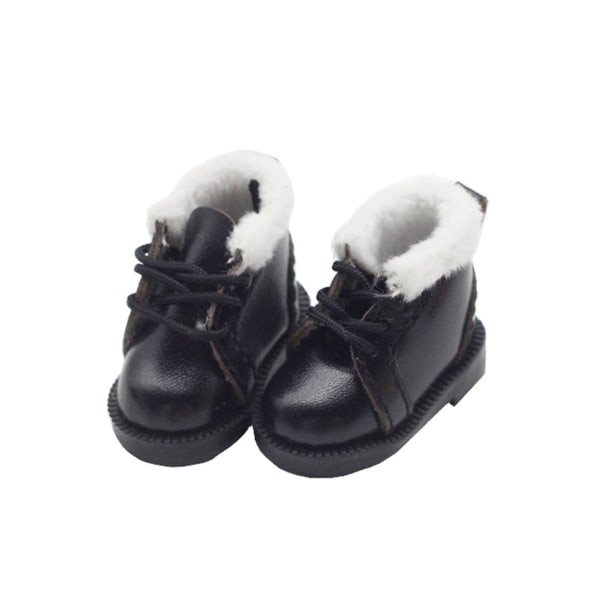 1 par dukkestøvler Dekorativ stilig gummi myk overflate dukke korte støvler for ornament Jiyuge Black