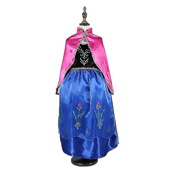 Tyttöjen Frozen Anna Prinsessan Hieno Pukeutumispuku Cosplay-juhliin 7-8 Years