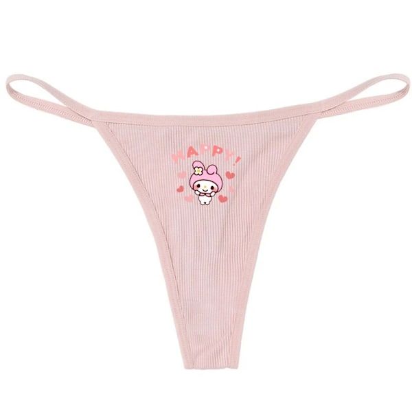 Hellokitty Ren Bomull Tunn Rem Sexig Stringtrosa Låg Midja Sömlös Anime Tecknad Kuromi Underkläder för Kvinnor Enkla Ribbade T-shirts ROSA 1 PINK 1 S