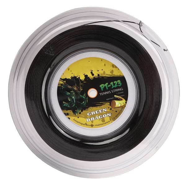 1.25mm Double Ribbed Patterned Impact Resistant Polyester Tennis Racket String 200M Black for Teenager