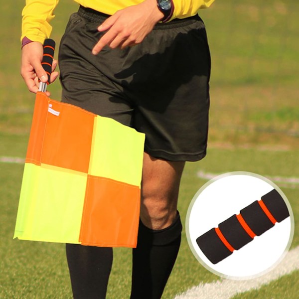 Fodbolddommerflag med bæretaske Fodbolddommer Linjemand Sidelinje Fair Sports Match Flag Dommerudstyr, Grøn & Orange