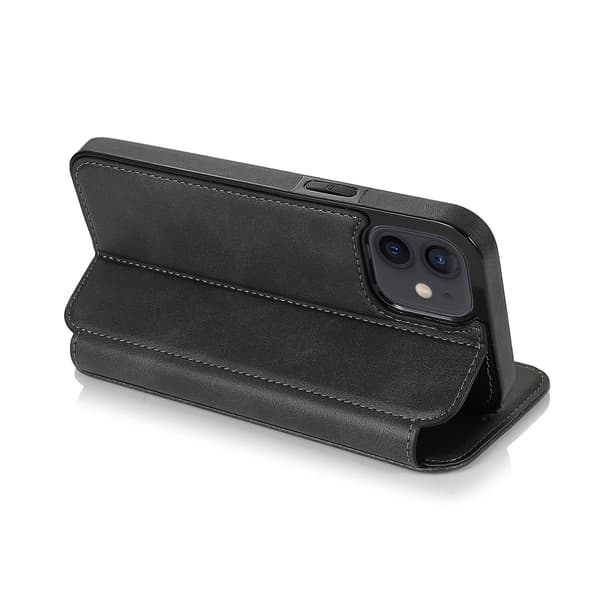iPhone 12 Mini Deksel Lær Lommebok Flip Telefondeksel Black iPhone 12 Mini