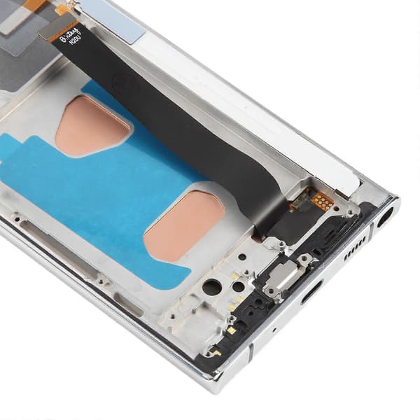 För Samsung Galaxy Note20 Ultra SM-N986B 6,72 tum TFT LCD-skärm Digitizer Komplett enhet med ram, stöder inte fingeravtrycksidentifiering Silver