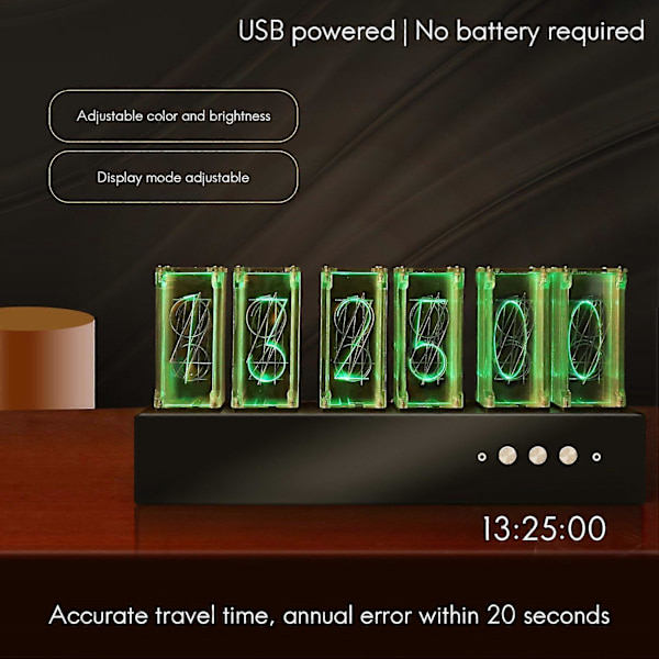 6 Bit RGB Imitation Tube Clock 24h Multi Display Mode Desk Clock Power Failure Memory Digital LED Clock