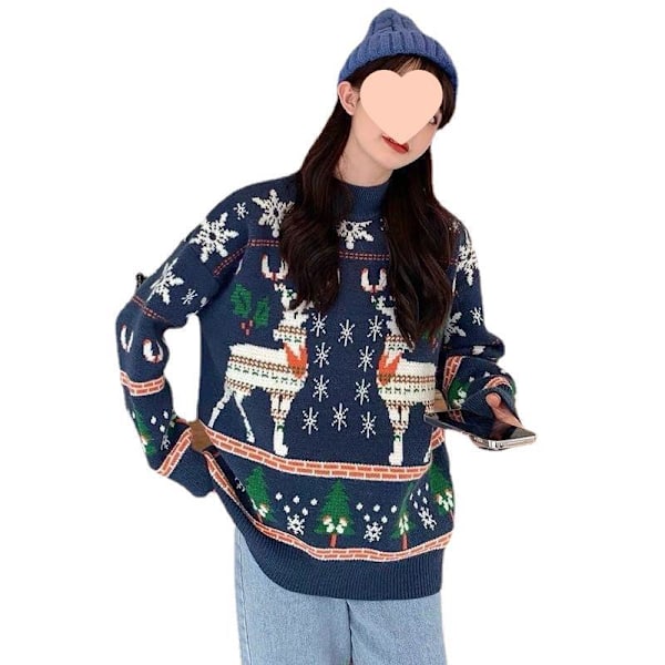 Lös Jultröja för Kvinnor Röd Nyårs Kläder Snöflinga R XL