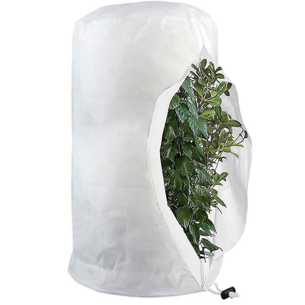 Frostskyddspåsar för växter, återanvändbart cover med dragsko, trädgårdsfleecepåsar vinter White S-60x80cm