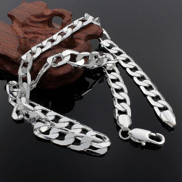 925 Sterling Hopea Kaulakoru Miehille 20/24 Tuumaa Klassinen 8mm Ketju Luksus Korut Hää- Ja Joululahjat -momo-60cm 24tuumaa