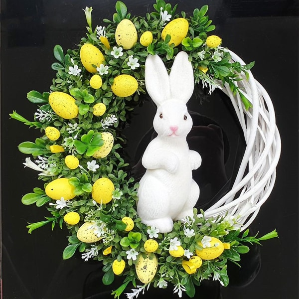 2d påskekrans Dørdekor Sommerfuglegg Sesongbestemt vårkransdekorasjon Prop Yellow Rabbit