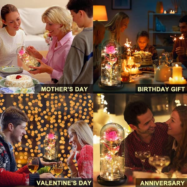 Galaxy Rose med LED-lys, lysende roser, kunstig blomst gave til kone, mor, bestemor