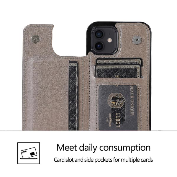 Etui til iPhone 11 med kortholder PU læder sommerfuglemønster Brown