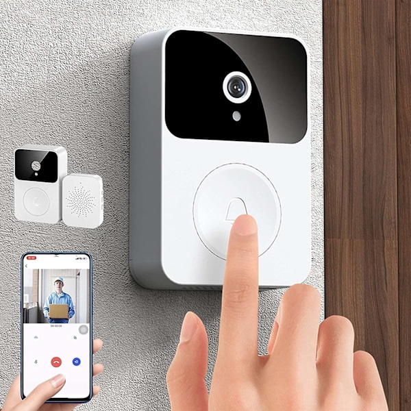 Smart videodörrklocka hem intercom, smart trådlös fjärrstyrd videodörrklocka, högupplöst nattseende wifi laddning stöldskydd dörrklocka, tvåvägs