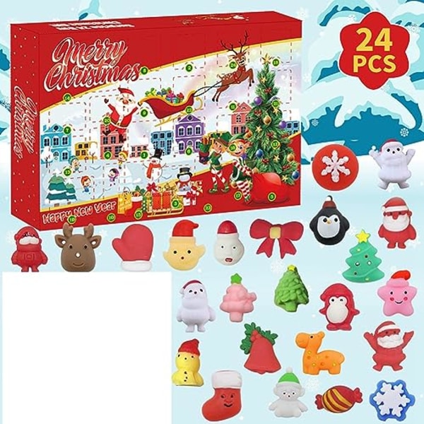 Kalender 2023 Jule-nedtællingskalender Legetøj 24 stk. Assorterede Søde Mochi Dyr Squishy Holdbar Høj Kvalitet 1