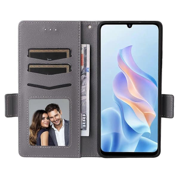 Fodral för ZTE Blade A76 5G med handledsrem, litchi-textur PU-läder plånboksfodral Grey Grey