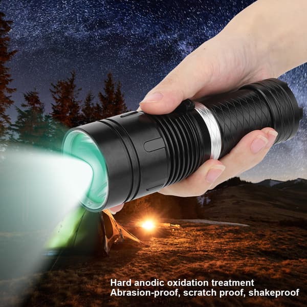 Black Aluminum L2 LED Diving Flashlight Stepless Dimming Waterproof Underwater Flashlight for Camping