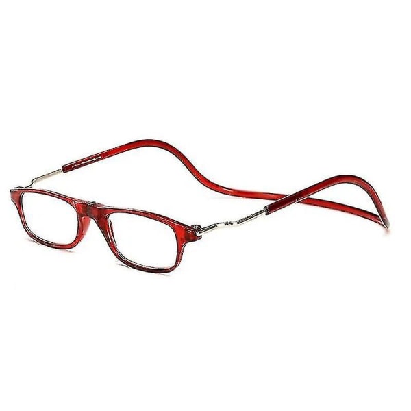 Fleksible magnetiske lesebriller Hengende hals Sammenleggbare Justerbare klare lesebriller Red glasses power 300