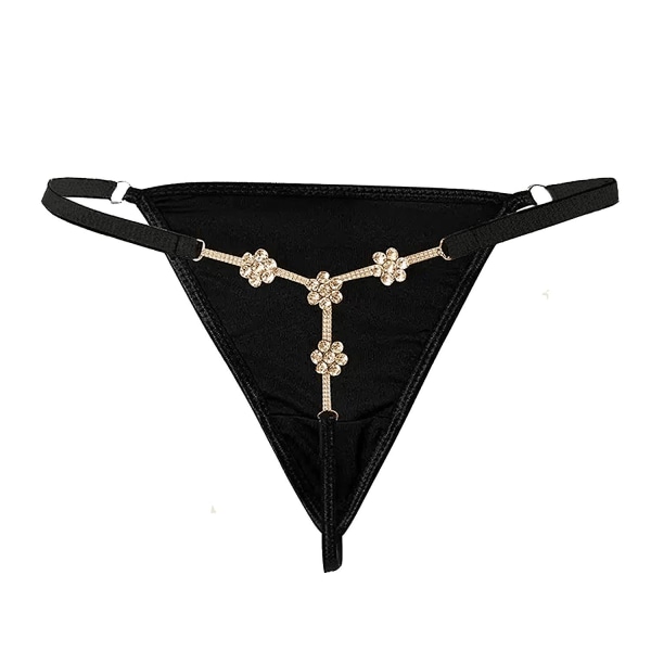 Seksikäs Rhinestone-vyöketju Koru Kristalli Thong-alushousut Elastinen G-string-alushousut Rave Rhinestone Thong Alusvaatteet Bikini Crystal Vyö Vatsa Chai