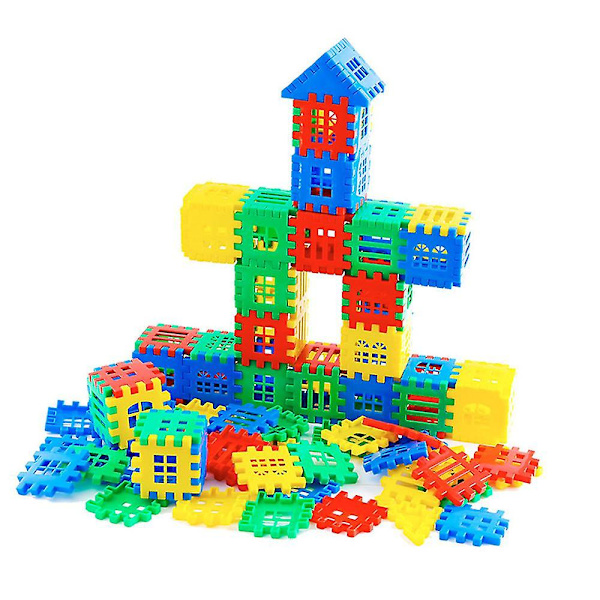 100-osainen talonrakennuslelusetti Taaperoille ja Lapsille - Lukittavat Rakennuspalikat 3D-Puzzle Kasvatuslelut Luovat Lahjat