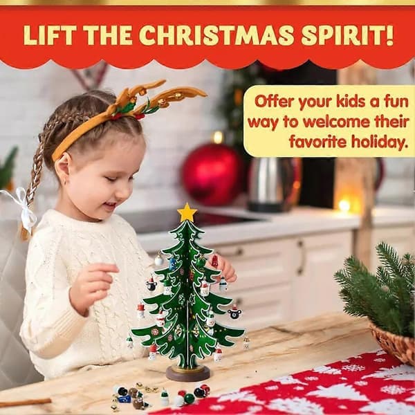 24-dagers adventskalender, DIY minijuletre med 24 pynteting, jule-nedtelling blindboks-gave til barn