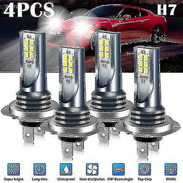 4x H7 LED-strålkastare Kit Hög/Låg Stråle 220W 60000lm Super Ljus 6000k Vit-m.4173