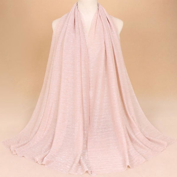 Glitter huivi Naisten Muslim Shimmer Hijab Rypytty Kiiltävä Huivi Islamilainen päähuivi Light pink