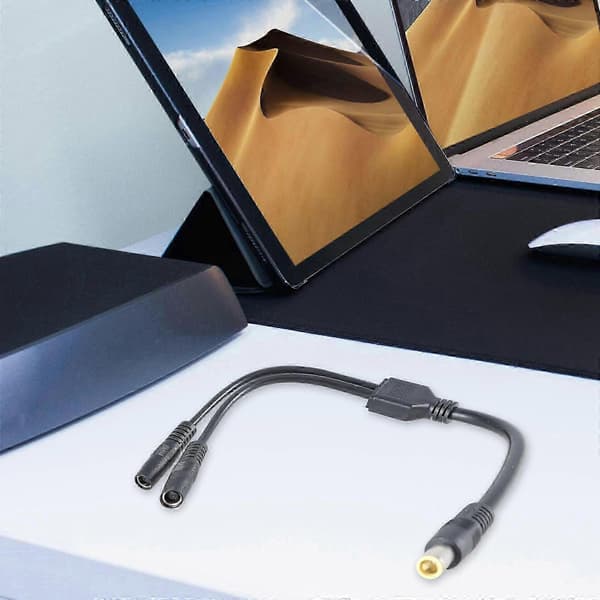 DC7909 Y-splitter adapterkabel 7,9x5,5 mm strømkabel 1 han til 2 hun til opladning af solpaneler 30 cm lang sort
