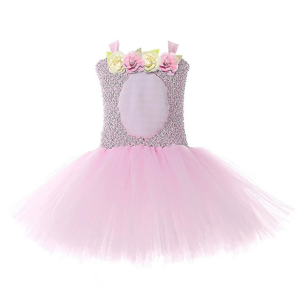Flickors Påskkanin Rollspel Prinsessklänning Söt Plysch Kaninöron Fest Mesh Puffig Klänning_(FÅ DET) XL(7-8Y)