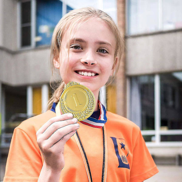 Guld Silver Brons Prismedaljer Med Halsband - Olympisk Stil Metall Vinnare Medalj - 3st