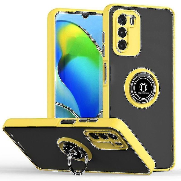 Ringholder og Kickstand Telefondeksel for Zte Blade A72 4g / V40 Vita - Støtsikker PC + TPU Hybrid Deksel Yellow Black