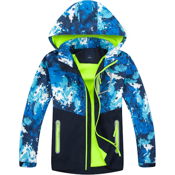 Poikien vedenpitävä takki Lasten takki Camouflage Kevyt tuulenpitävä tytöille Ulkoilu fleece Sadetakki Huppu Vihreä Green 10-11 Years