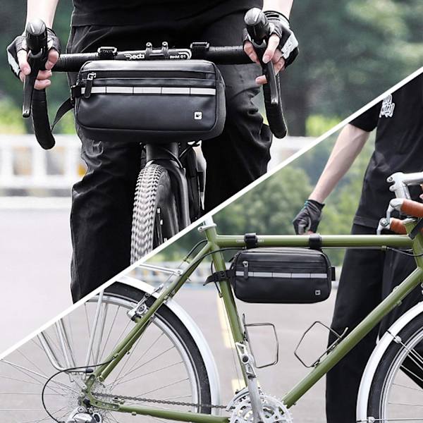 Vandtæt cykelramme taske skuldertaske til komfort cruiser mountain road cykler mænd kvinder tilbehør vandtæt sort Black 27 x 8 x 13 centimetres