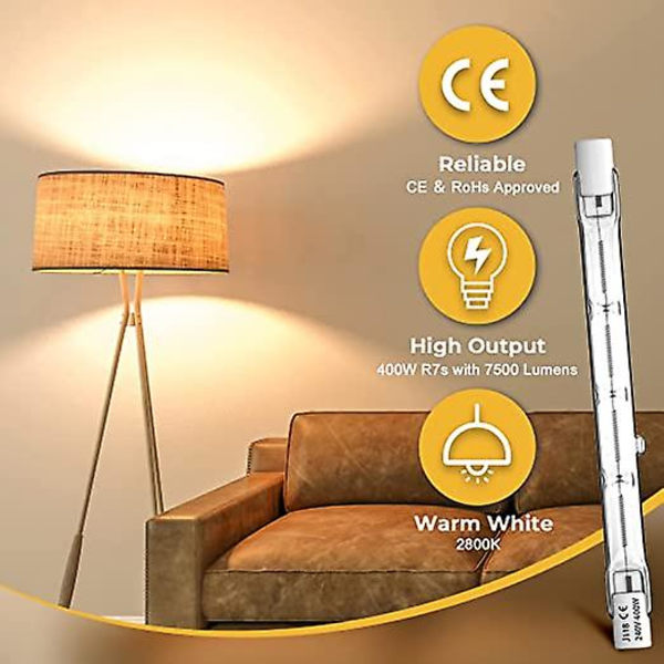 5 stk R7s 118mm 400W Halogen Pære Blyant Pære Dæmpbar AC 220-240V 7500lm J118 Lineær Halogen Spotlight