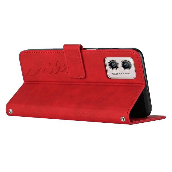 Til Motorola Moto G53 5g / G23 4g / G13 4g Pung Telefon etui Hjerteform påtrykt Pu læder Stand Cover Red