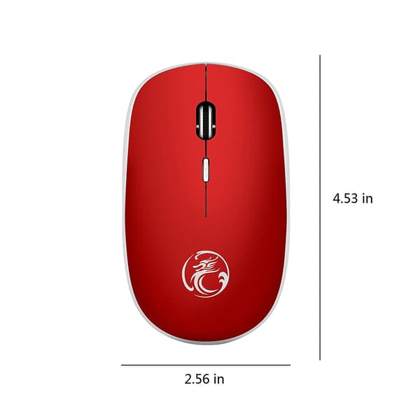 Trådløs mus 2,4g lydløs mus med USB-modtager, bærbar computermus til pc, tablet, bærbar computer med Windows-system Red