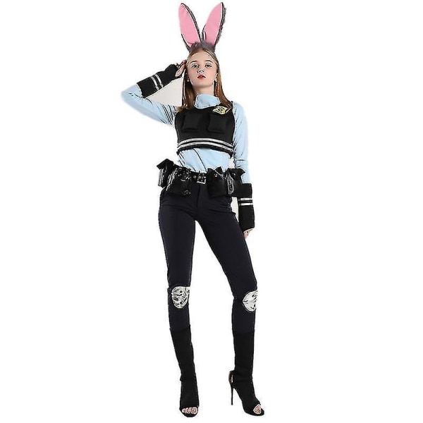 Bunny Cosplay Poliisi Judy Hopps -asu Täysi set Halloween Fancy Mekko -karnevaaliasu naisille M