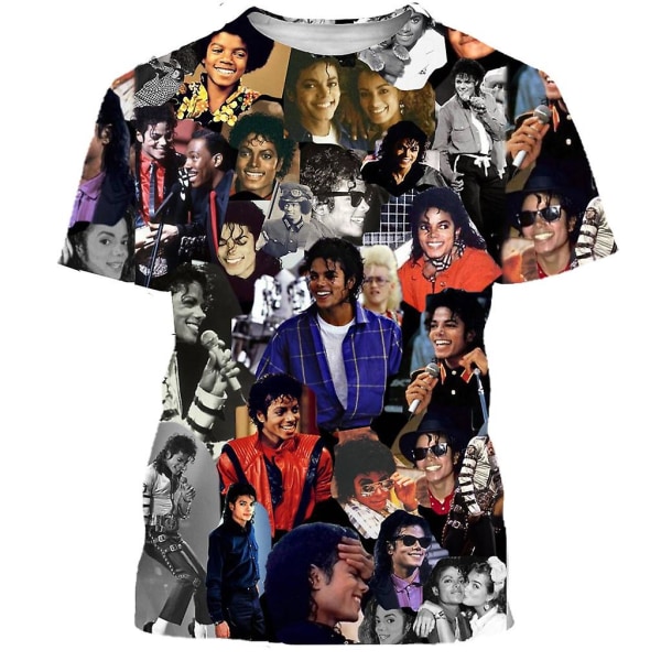 Michael Jackson T-paita Miehet Naiset Muoti Casual 3D- printed T-paidat Harajuku Style Ylisuuri T-paita Hip Hop Streetwear Topit 8 XS