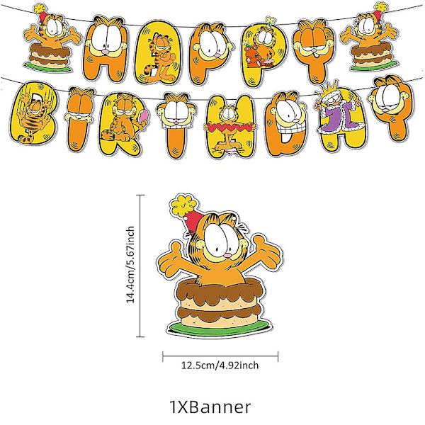 Garfield Fet Katt Tema Set Ballonger Banner Tårta Dekorationer Presenter Födelsedagsfest Dekorationer Festtillbehör