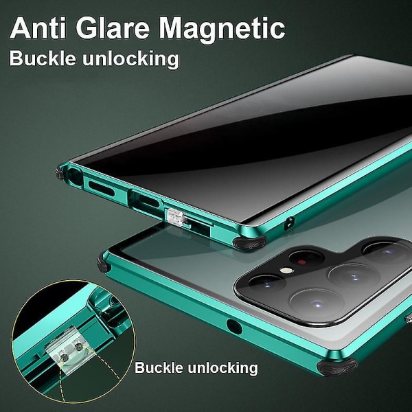 Anti Peeping Privacy Case kompatibel med Samsung Galaxy S22 Ultra/s22, dobbeltsidig magnetisk deksel i herdet glass Black For Galaxy S22 Ultra