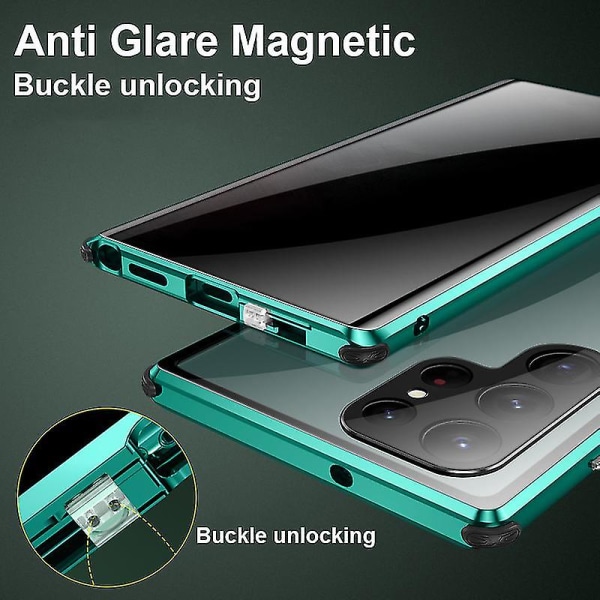 Anti-Peeping Privacy-fodral Kompatibelt med Samsung Galaxy S22 Ultra/s22, Dubbelsidigt Härdat Glas Magnetiskt Omslag Blue For Galaxy S22 Ultra