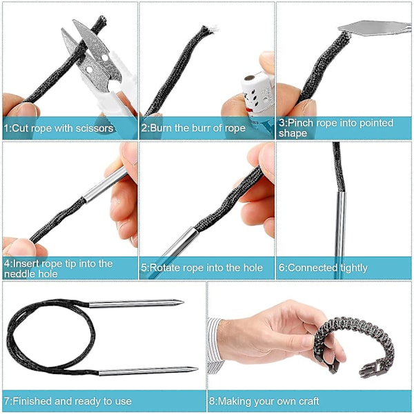 Knotter Tools, Fid Paracord Fid-set i rostfritt stål, Paracord-nål och slättverktyg för