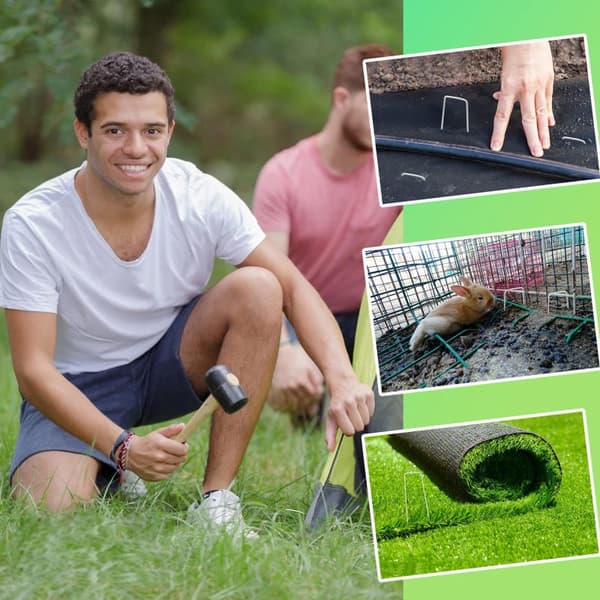 100-400 pcs U-shaped ground pins with buffer washers garden pins for securing weed landscape net garden lawn accessories 40pcs A