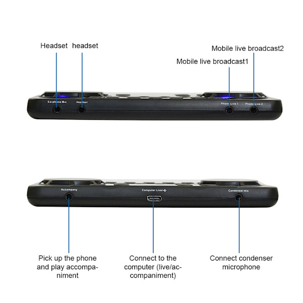 Sound Card Audio Mixer Audio Interface for Live Streaming Audio Broadcasting