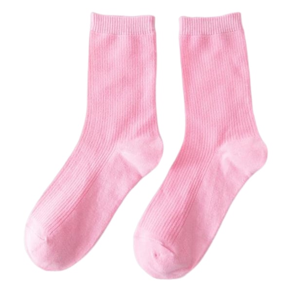 Farverige sokker Tynde bomuldsstrømper Bløde åndbare højelastiske strømper til voksent barn Neutral Pink Adult