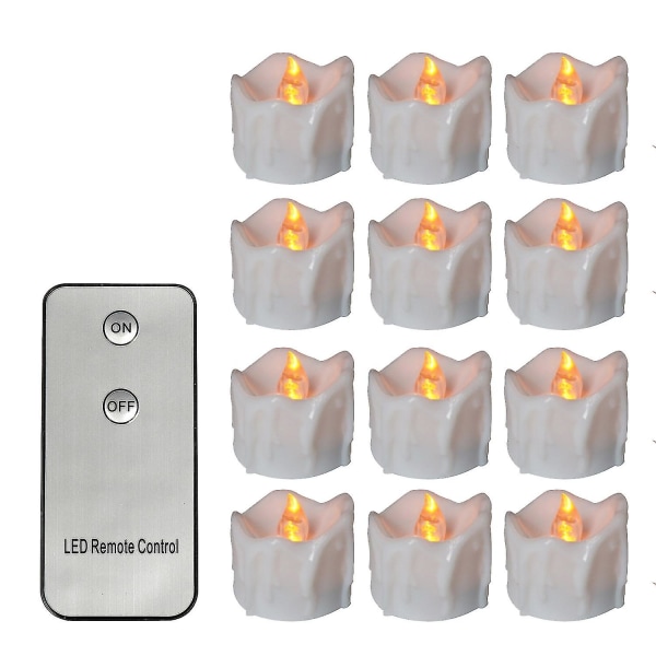 Förpackning med 12 Fjärrkontroll eller ej Fjärrkontroll Nyårsljusbatteridriven Led Tea Lightstealights Fake Led Candle Light Påskljus Ns2 White Remote