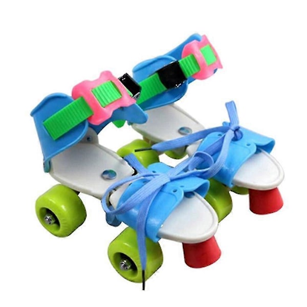 Justerbara Rullskridskor för Barn Dubbelrad 4 Hjul Skridskor Glidande Inline Skridskor för Barn Fun Blue