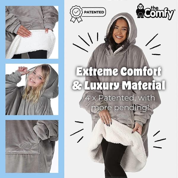 Teddy Bear Quarter Zip Oversized Microfiber Sherpa Bærbar Blanket med Lynlås One Size Gray