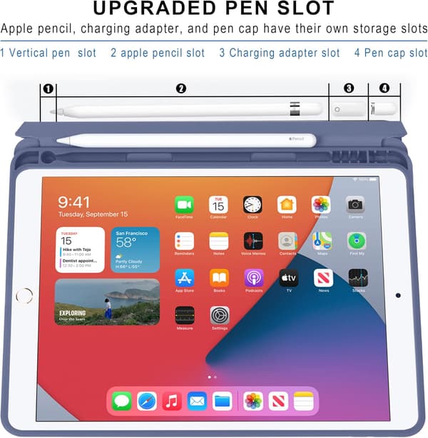 Case for Pad 10.2 inch with Corner Protection, Multi-Angle Viewing, Pen Holder, Auto Wake/Sleep (Lavender)