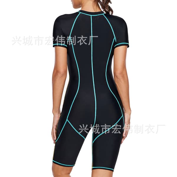 One-piece swimsuit, long, three-needle five-thread wetsuit, slim model Dark Blue Dark Blue S